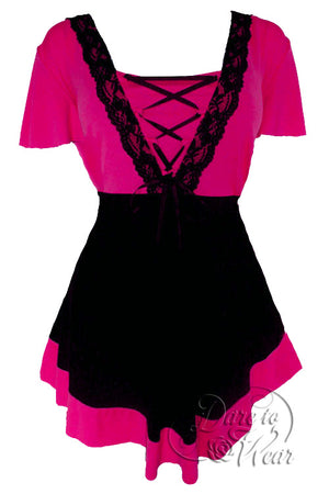 Dare To Wear Victorian Gothic Women's Plus Size Eye Candy Corset Top Hot Pink