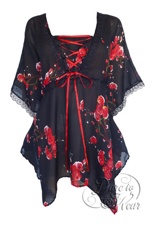 Dare To Wear Victorian Gothic Women's Plus Size Summer Breeze Corset Top in Cherry Blossom