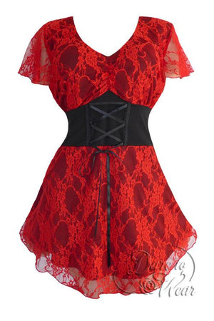 Dare To Wear Victorian Gothic Women's Plus Size Sweetheart Corset Top Scarlet