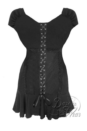 Dare To Wear Victorian Gothic Women's Short Sleeve Cabaret Corset Top Black
