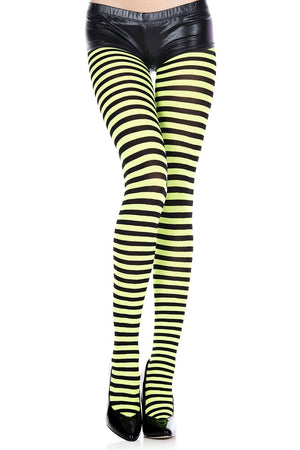 Striped Tights in Black and Green