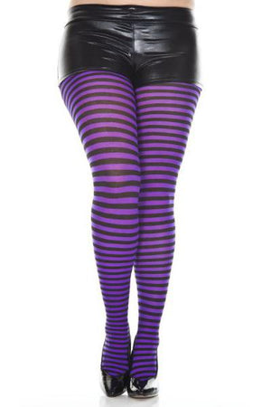 Striped Tights in Black and Purple